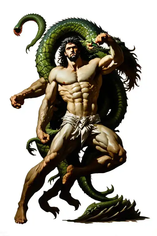 zues, hercules fighting hydra tattoo design idea