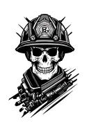 Firefighter skull with helmet tattoo design idea