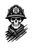Firefighter skull with helmet tattoo design idea