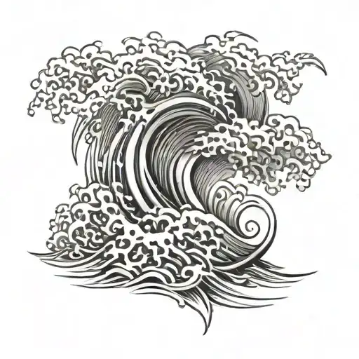 learn to swim, japanese waves tattoo design idea