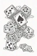 pink card and dice tattoo design idea
