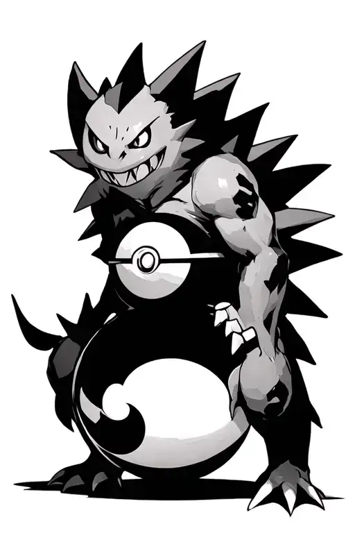 Pokemon Gengar entering pokeball tattoo design idea