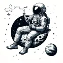 Picture an astronaut in a spacesuit sitting on the moon and going to smoke a bong. You can add stars and planets to the station tattoo design idea