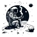 Picture an astronaut in a spacesuit sitting on the moon and going to smoke a bong. You can add stars and planets to the station tattoo design idea