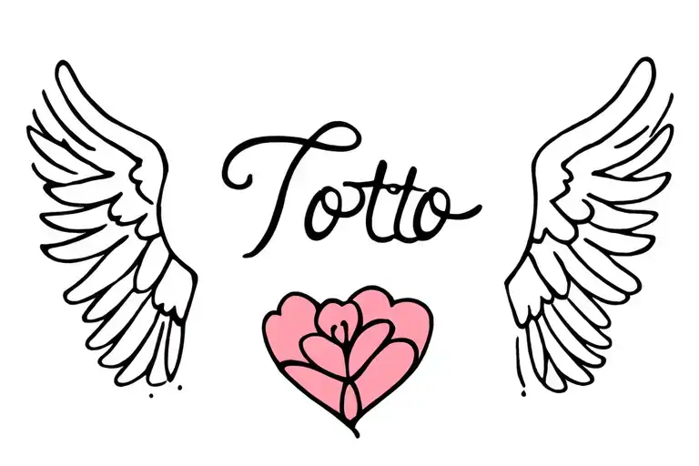 small cute tattoo in memorie of my grandma with name "Totto" with a flower or heart or angel wings tattoo design idea