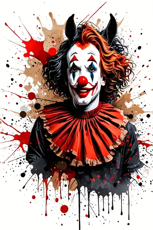 art the clown with brown background with horses tattoo design idea