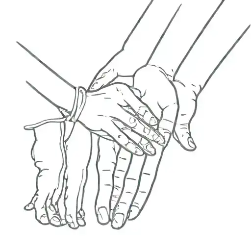 family of five three daughters holding hands tattoo design idea