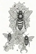 lace, gemstones, stars and moon, Filigree, bees   tattoo design idea