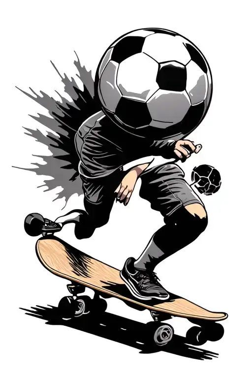skate board, soccer ball, hometown tattoo design idea