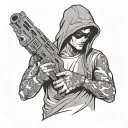 upper body computer hacker looking at camera; tattoo design idea