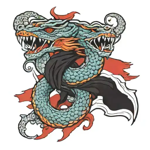 German flag arm sleeve with jormungandr wrapping tattoo design idea