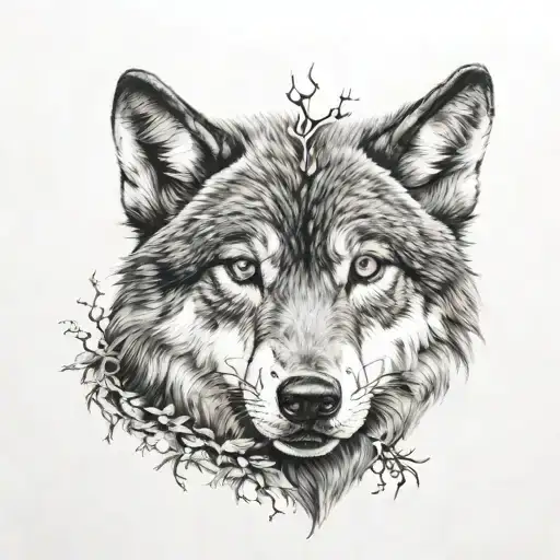 Wolf a cross tattoo design idea