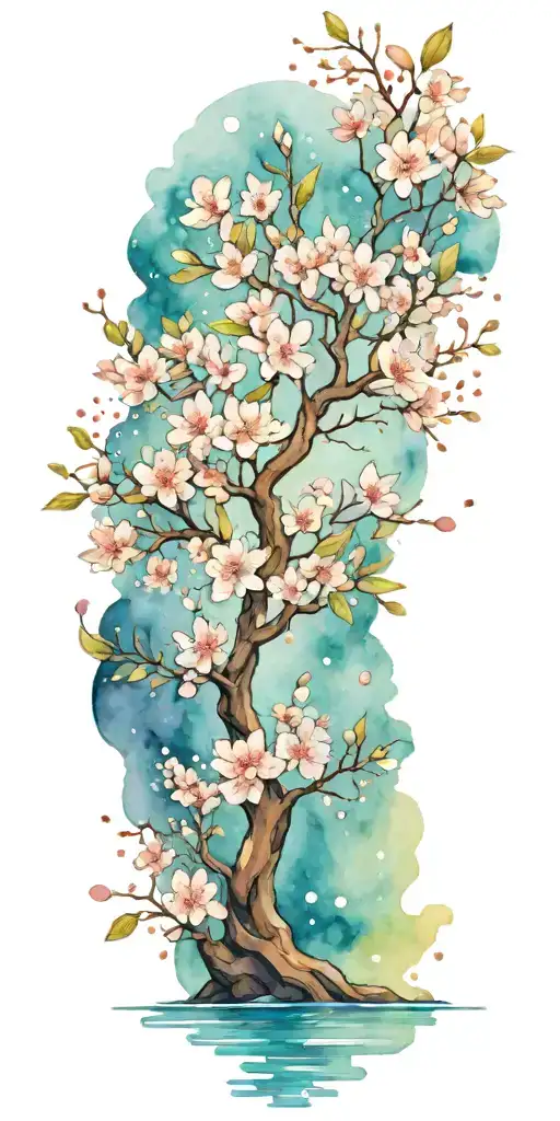 cherry blossom tree with falling pedals  tattoo design idea