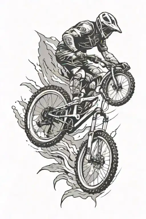 mountain bike jumping tattoo design idea
