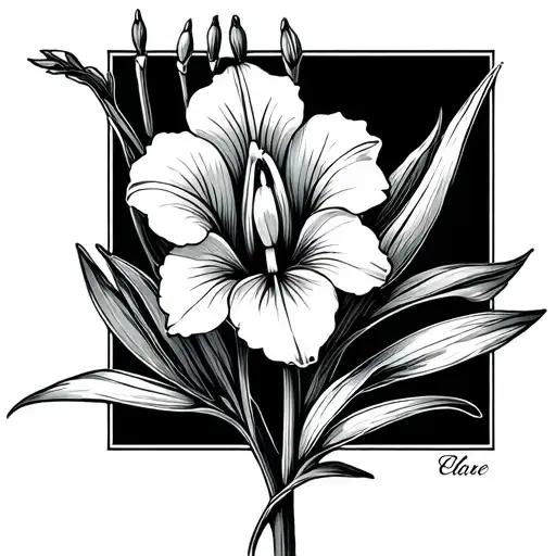 Grand Tetons gladiolus cosmo snowdrop flower tattoo design idea
