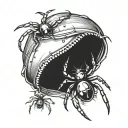 Tiny spiders with shading inside zipper opening tattoo design idea