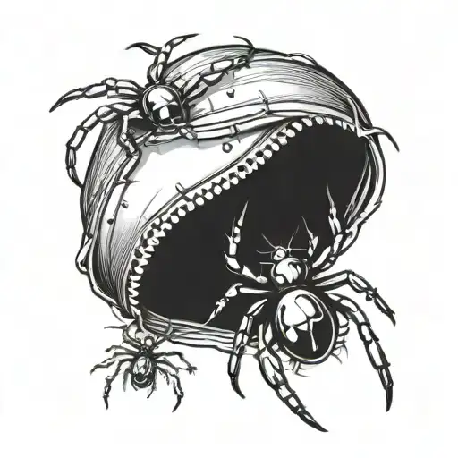 Tiny spiders with shading inside zipper opening tattoo design idea