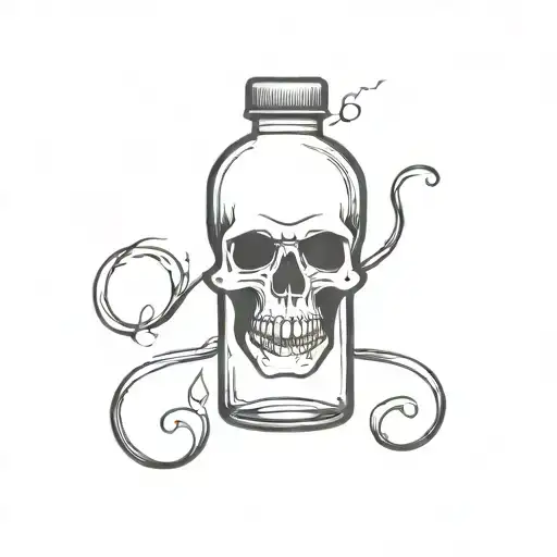 CREative tattoo of bottle of poison skull instead tattoo design idea