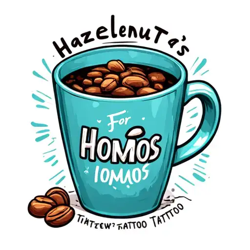 "Hazelnut's For Homos" Coffee cup tattoo design idea