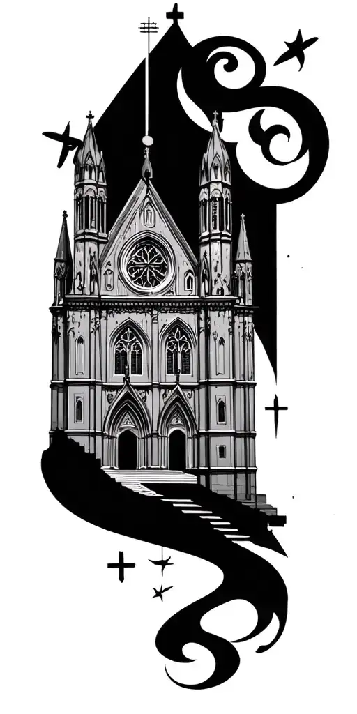 Catholic cathedral  tattoo design idea
