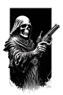 Grim reaper with a gun tattoo design idea