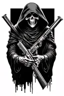 Grim reaper with a gun tattoo design idea