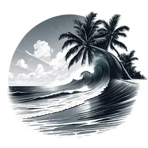 beach, ocean wave, travel, living life to the fullest god with life tattoo design idea