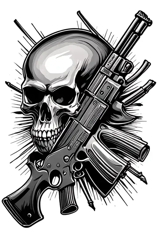 ak47 skull tattoo design idea