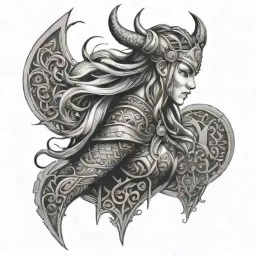 Viking Warrior Princess combining a suitable pattern tattoo design idea