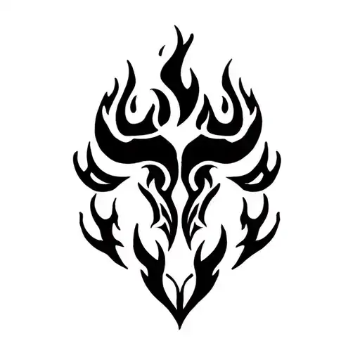 aries zodiac sign fire surrounded tattoo design idea