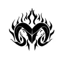 aries zodiac sign fire surrounded tattoo design idea