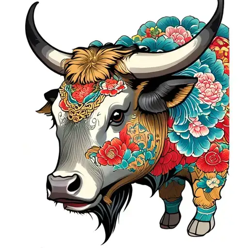 Japanese ox for right chest tattoo tattoo design idea
