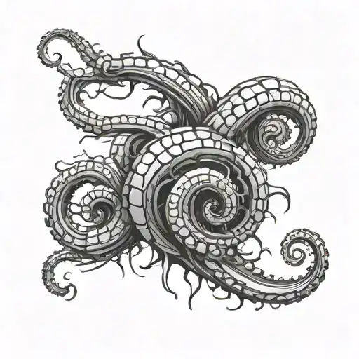 Cyberpunk style worm tentacle sketch on white background pencil sketch tattoo design idea