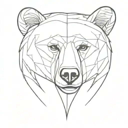 bear face emerging tattoo design idea