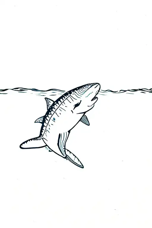 Whale shark swimming upstream tattoo design idea