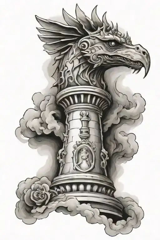 rook chess piece leading stairway to the heaven tattoo design idea