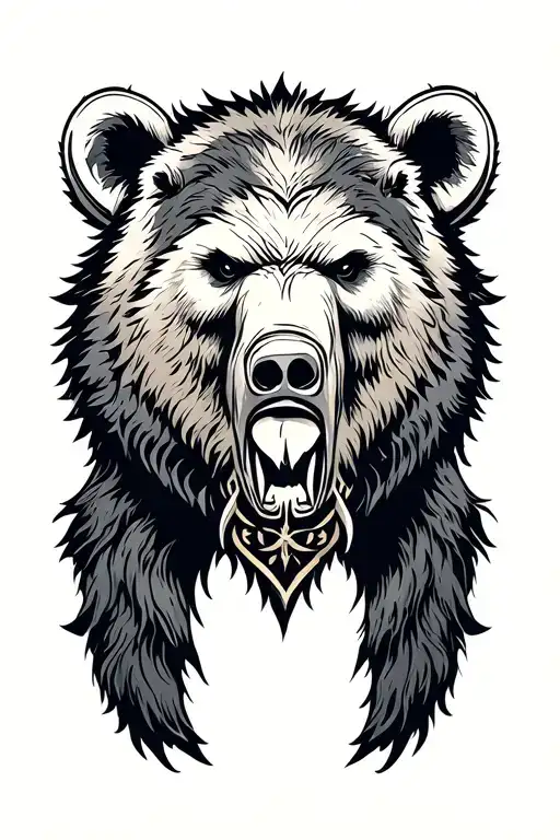 viking armor with grizzly bear head tattoo design idea
