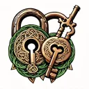 couple tattoo lock and key with Celtic design tattoo design idea