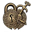 couple tattoo lock and key with Celtic design tattoo design idea