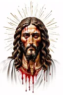 Jesus christ eyes crying blood  tattoo design idea