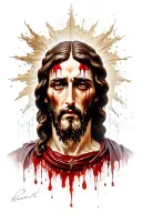 Jesus christ eyes crying blood  tattoo design idea