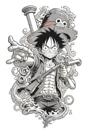 One piece Monkey D Luffy tattoo design idea