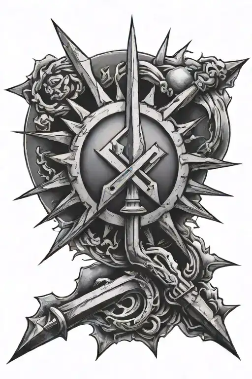 hammer sickle sun beam cutting through darkness tattoo design idea
