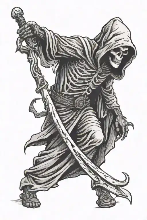 grim reaper holding a scythe tattoo design idea
