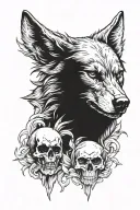 Dark wolf, skull, tattoo design idea