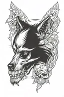 Dark wolf, skull, tattoo design idea