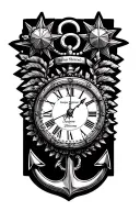 nautical star clock important dates anchor surrounded tattoo design idea