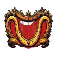 harp with a crown tattoo design idea