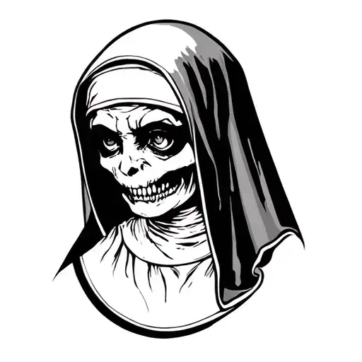 Spooky Evil Nun Tattoo tattoo design idea
