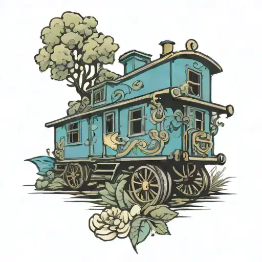 caboose strong roots husband  tattoo design idea
